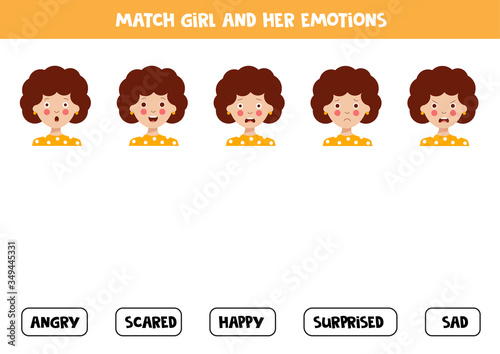 Match girls face expression and the written emotions.