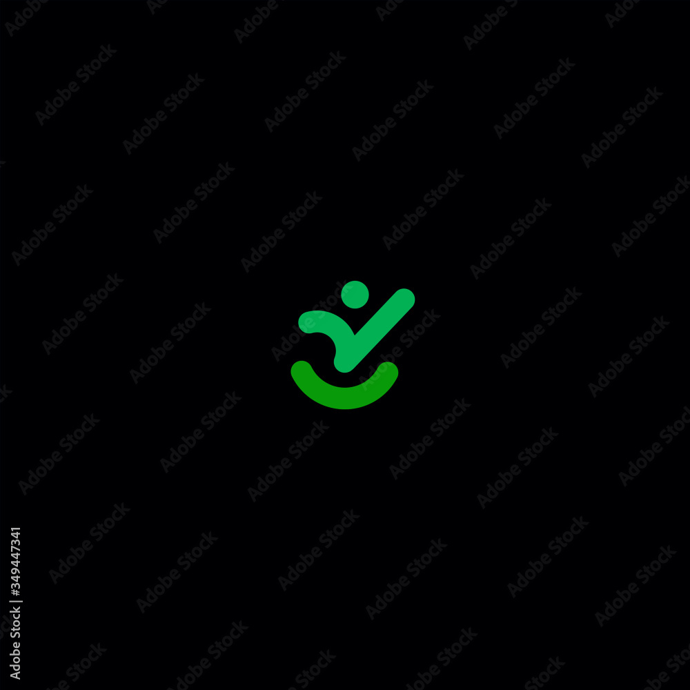 abstract person logo check smile design abstract person logo check smile design