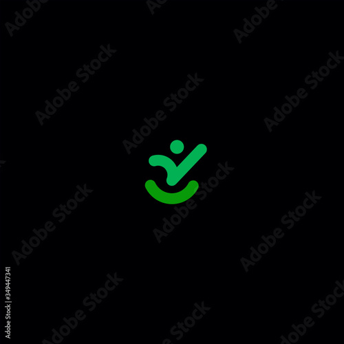 abstract person logo check smile design