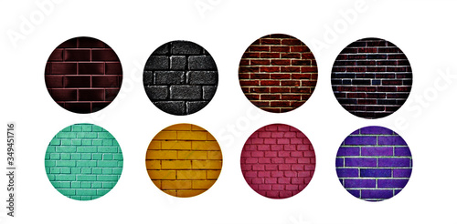 Vector illustration of a set of painted brick samples with white abstract background