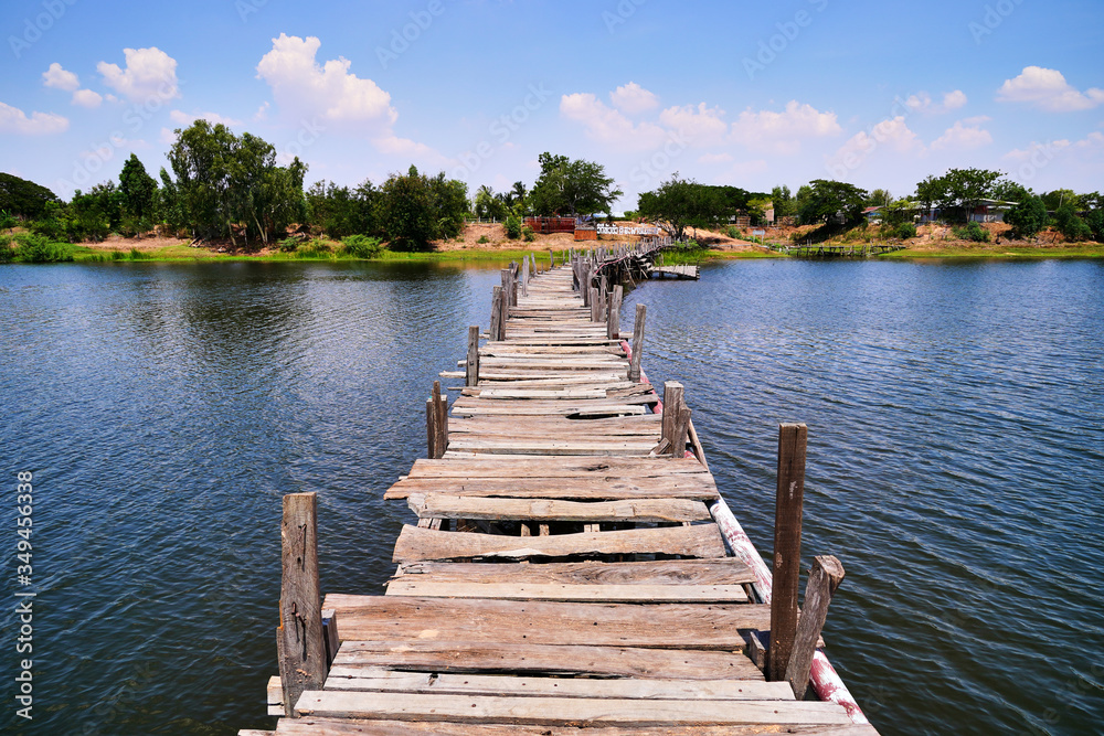 Kae Dam Woodern Bridge famous landmark of Maha Sarakham located in Kae Dam District