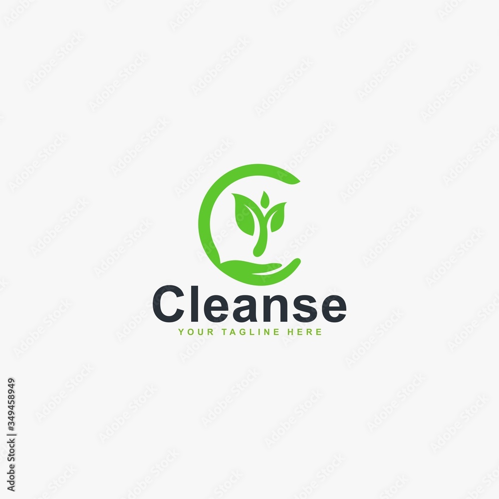 Clean protect logo design vector. Green leaf hand abstract vector icons. Clean protect logo design vector. Green leaf hand abstract vector icons.