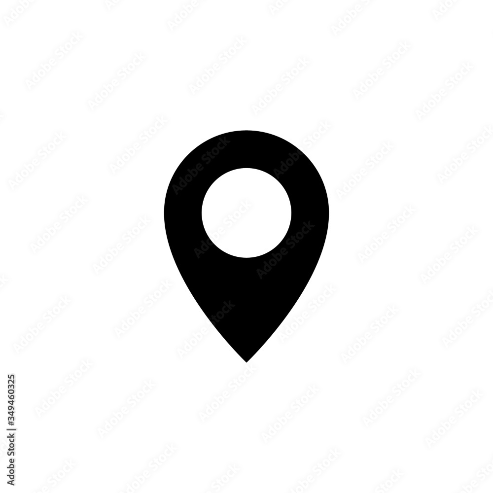 Location icon on the map in black flat design on white background Location icon on the map in black flat design on white background