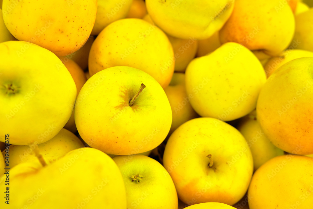 yellow apples on the market background or texture yellow apples on the market background or texture