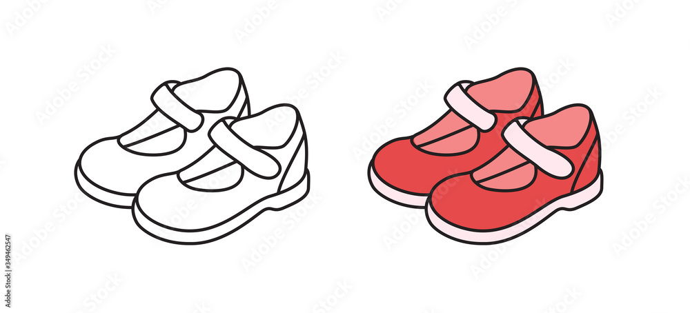 Baby sandals icon. Linear shoes vector icon in flat style.