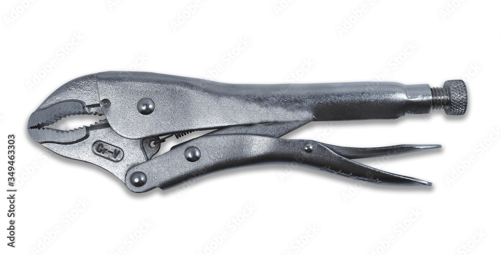 Locking pliers on a white background Locking pliers on a white background