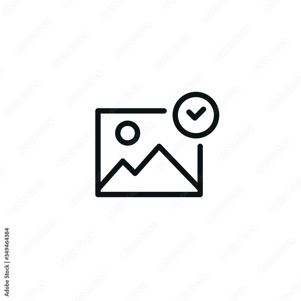picture icon. Editable line icon. Photo symbol of a landscape and a time symbol - vector picture icon. Editable line icon. Photo symbol of a landscape and a time symbol - vector