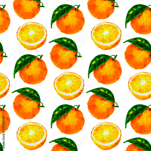 Fototapeta Naklejka Na Ścianę i Meble -  Seamless pattern with vector watercolor citrus: lemon, orange, grapefruit