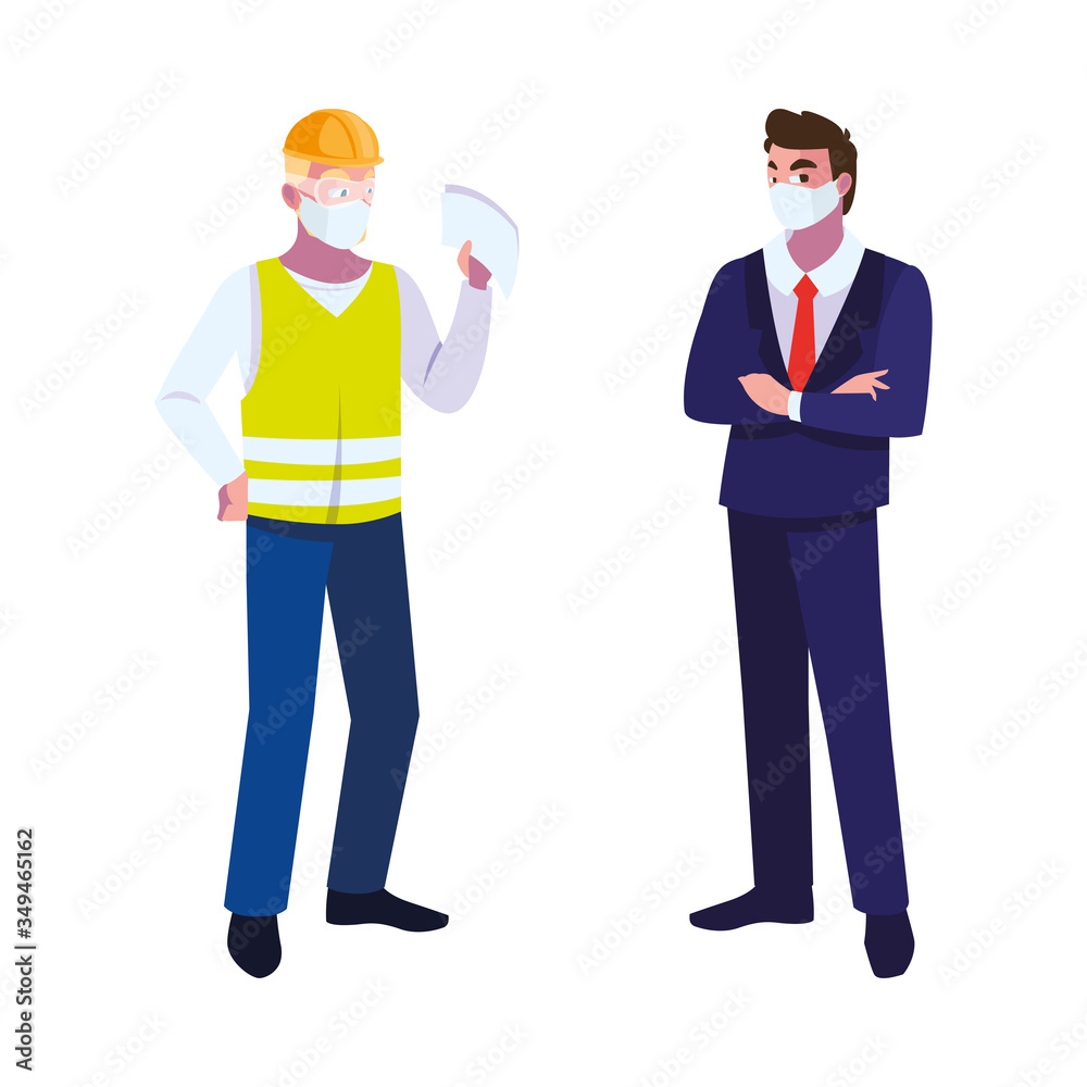 male operator and executive with mask male operator and executive with mask