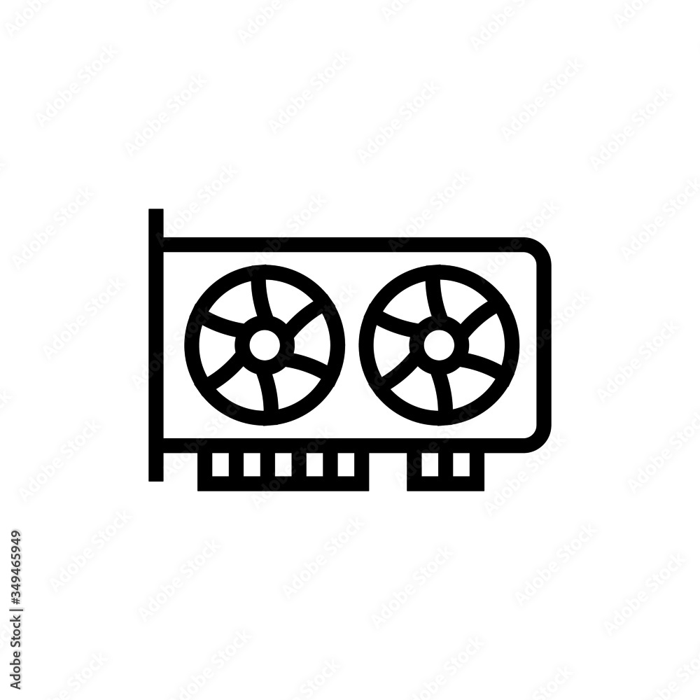 Computer Video Card icon in outline style on white background Computer Video Card icon in outline style on white background