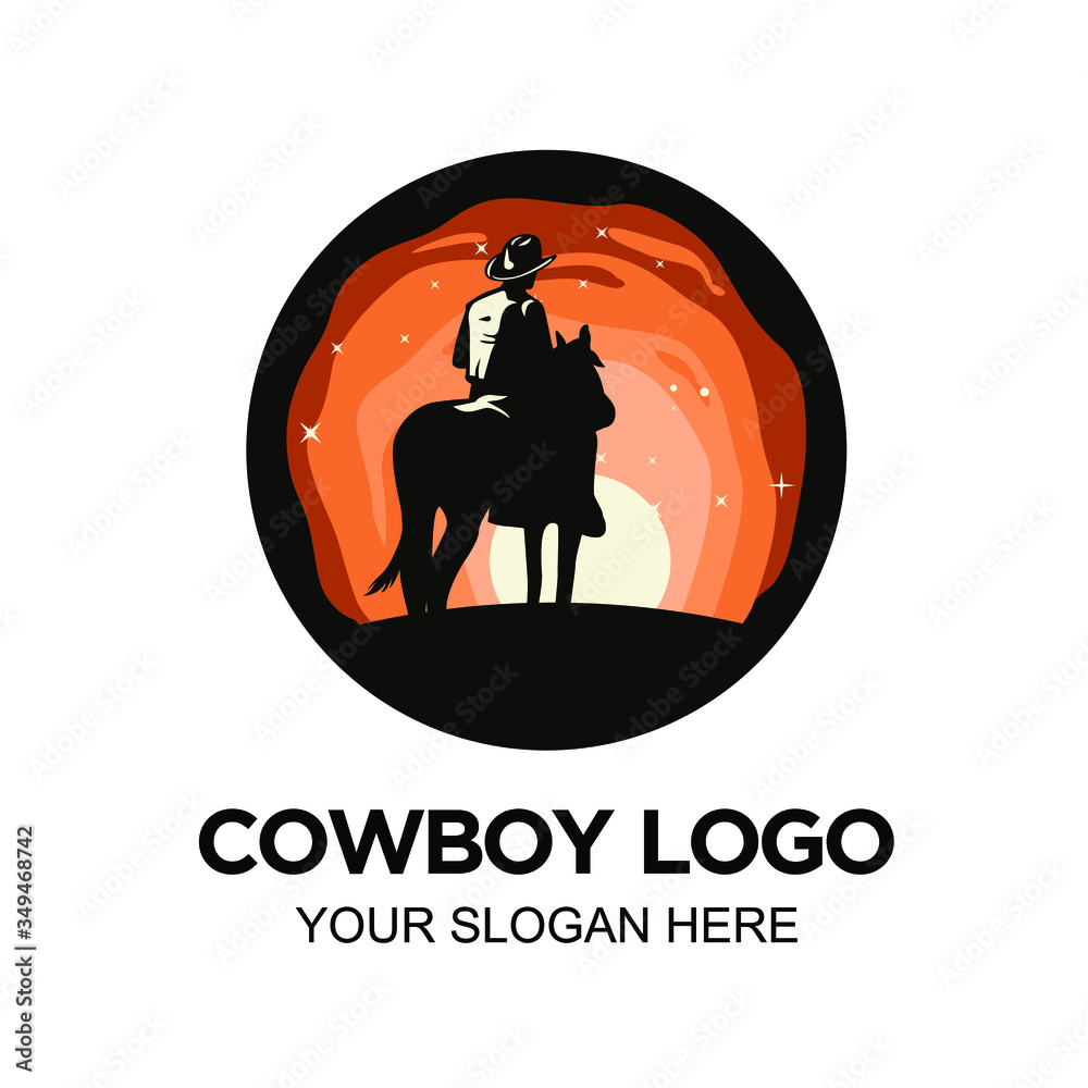 Night Cowboy logo template vector design