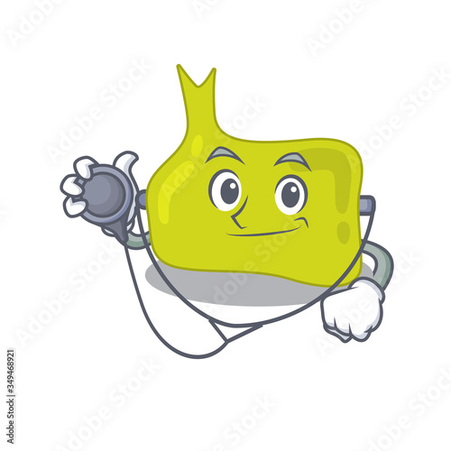 Smiley doctor cartoon character of pituitary with tools
