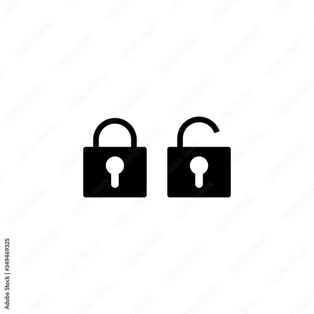 Lock Icon in black flat design on white background Lock Icon in black flat design on white background