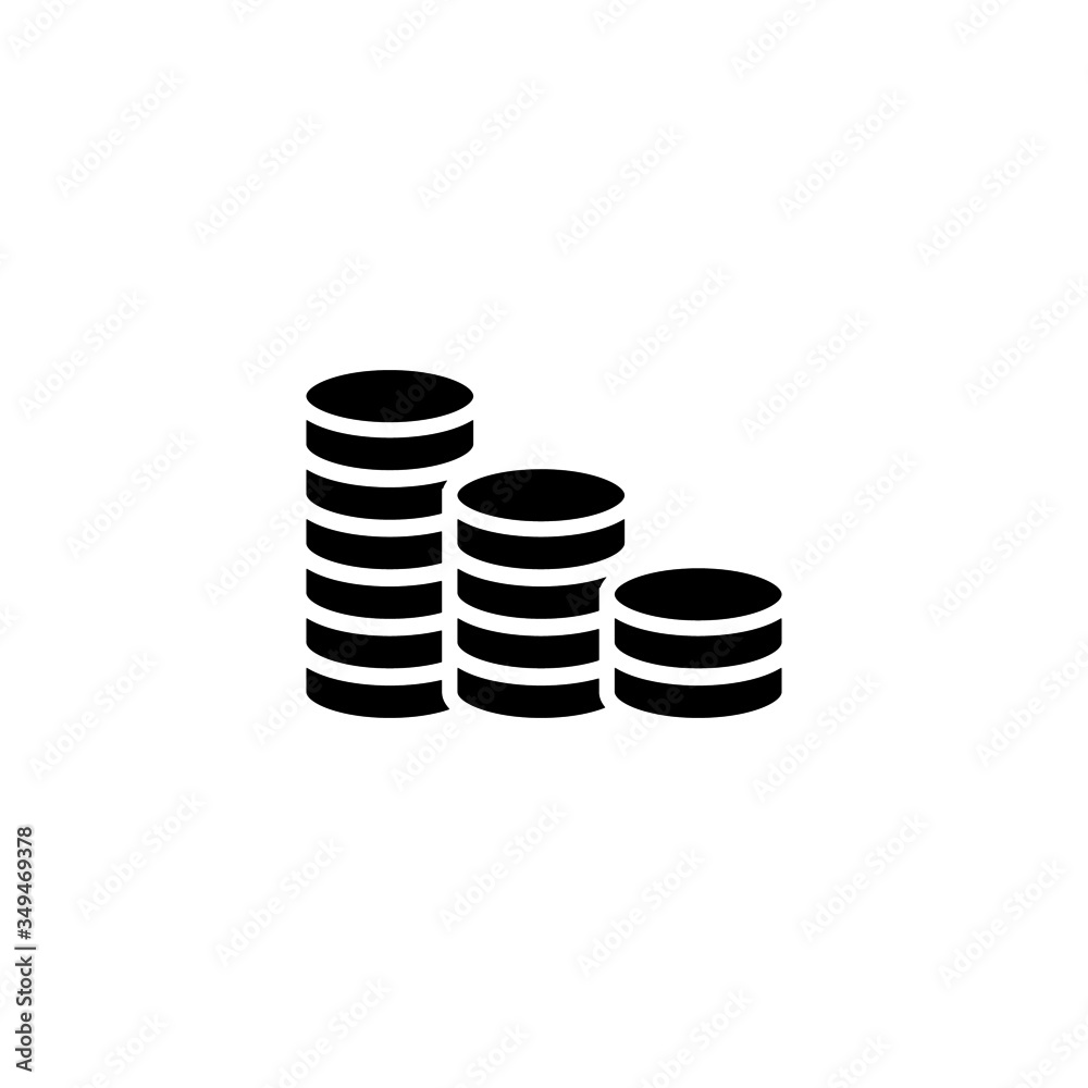 Coin Icon , Money symbol in black flat design on white background Coin Icon , Money symbol in black flat design on white background