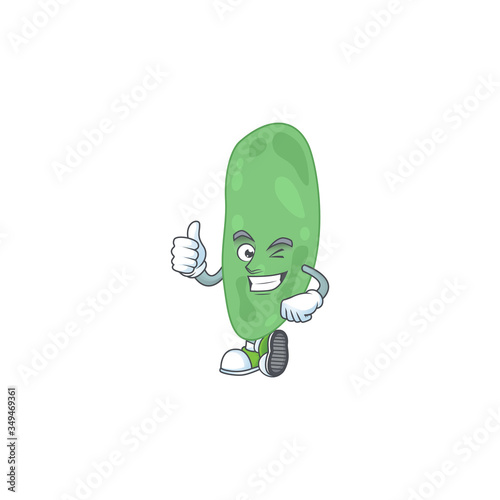 Caricature picture of thermus thermophilus with Thumbs up finger