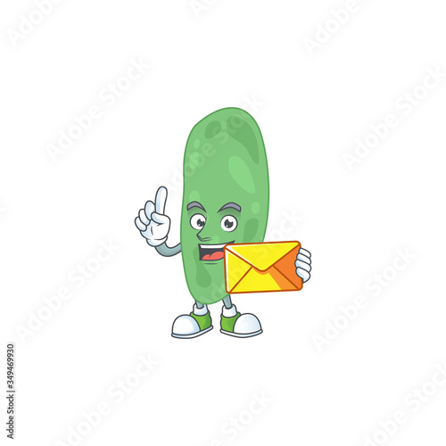 A cartoon picture of thermus thermophilus bring brown envelope
