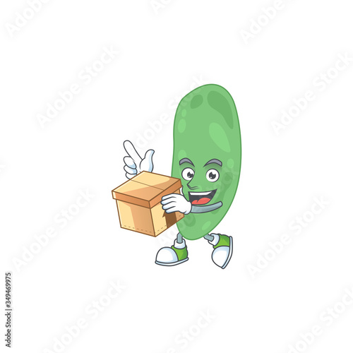 cartoon design style of thermus thermophilus having gift box