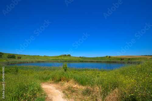 lakes created by meteorite fall  Twin lakes Zerelia or Zirelia are two circular lakes  located 4 km southwest of the city of Almyros in Greece  at an altitude of 130 meters from the sea. 