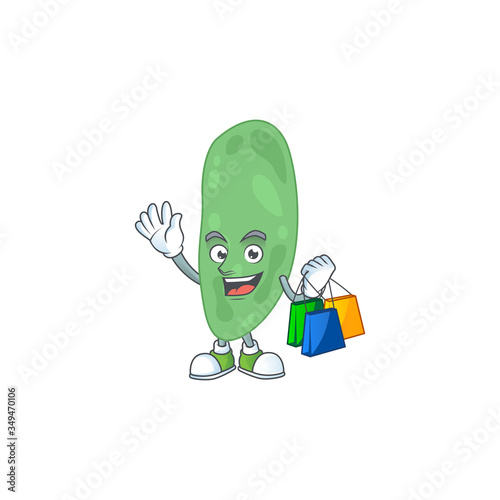 Happy rich thermus thermophilus Caricature picture with shopping bags
