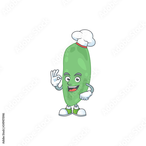 Thermus thermophilus chef cartoon drawing concept proudly wearing white hat