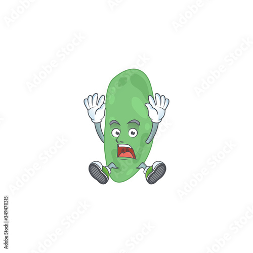 cartoon character design of thermus thermophilus having shocking gesture
