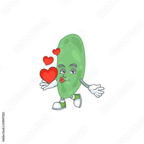 A gorgeous caricature design of thermus thermophilus with red hearts