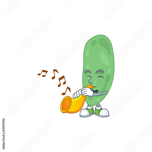 Talented musician of thermus thermophilus mascot design playing music with a trumpet
