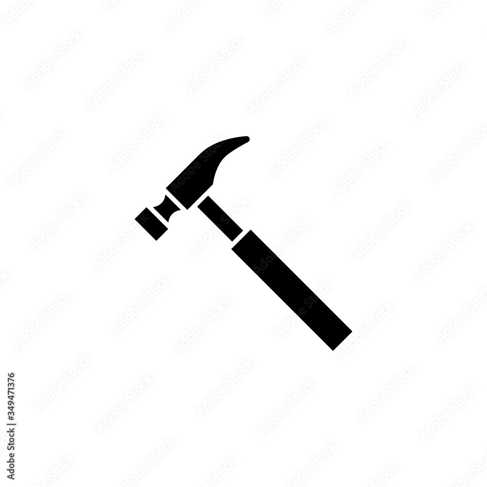Hammer Icon in black flat design on white background Hammer Icon in black flat design on white background