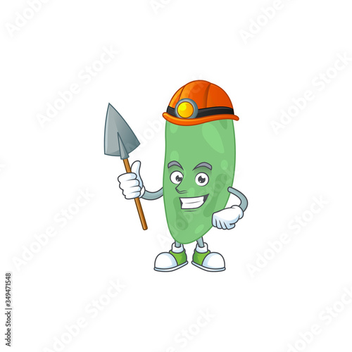 Thermus thermophilus as a miner cartoon character design