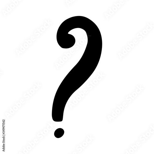 .A question mark drawn in the Doodle style.Black and white image.Monochrome.Outline drawing by hand.Vector image.