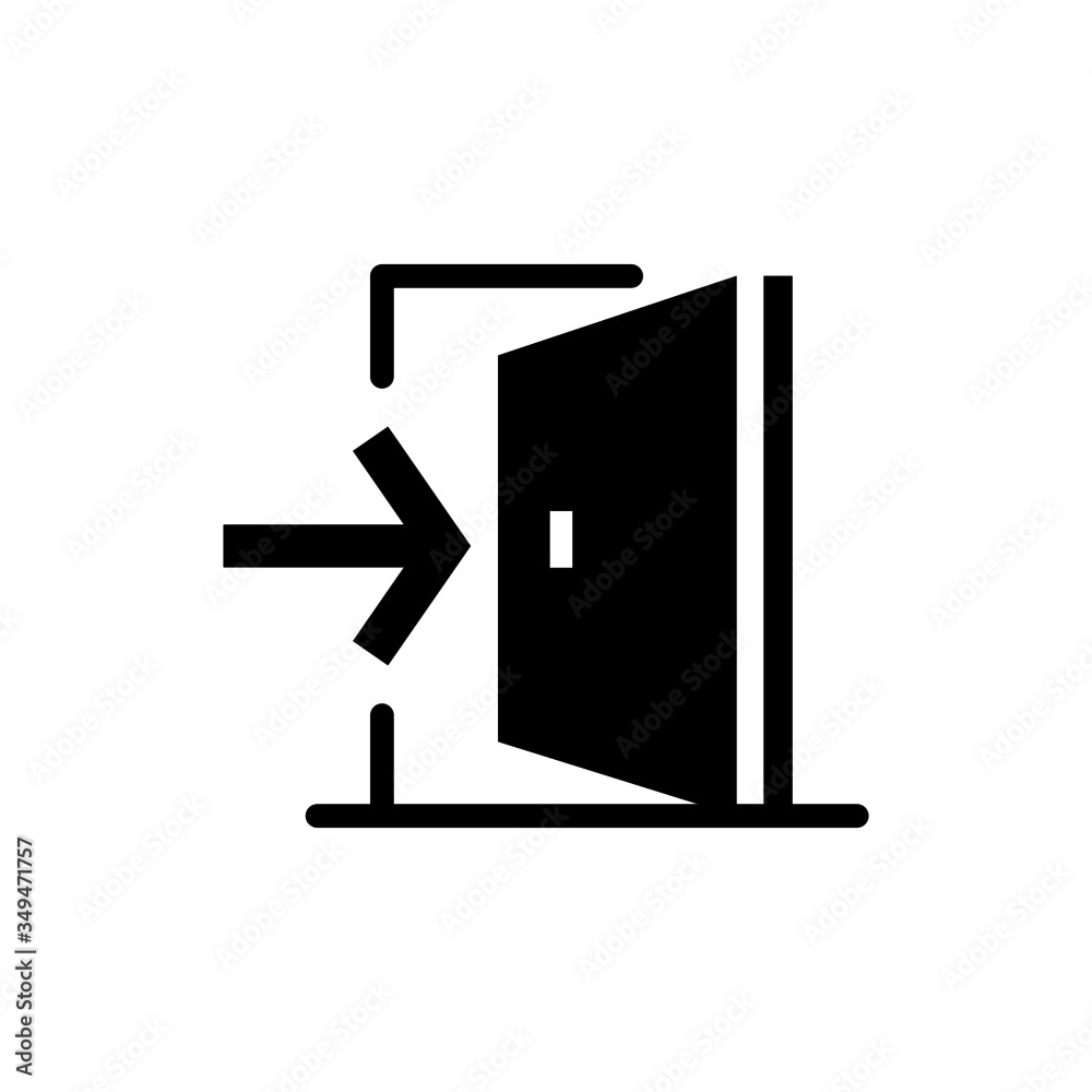 Exit Icon, Leave symbol in black flat design on white background