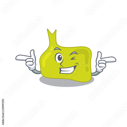 Cartoon design of pituitary showing funny face with wink eye
