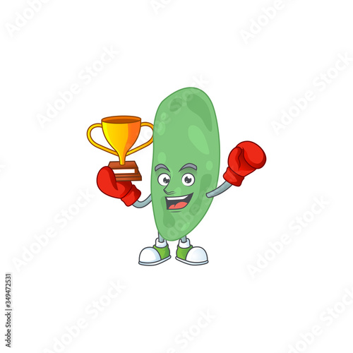 Proudly face of boxing winner thermus thermophilus cartoon character design