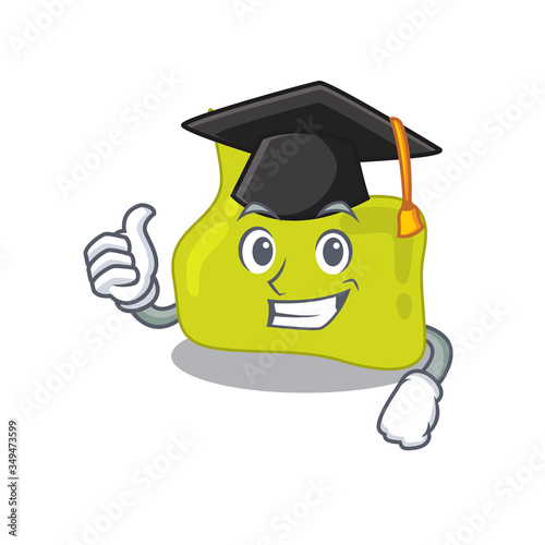 Happy proud of pituitary caricature design with hat for graduation ceremony