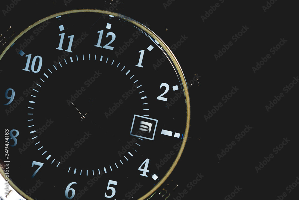 Close up luxury watch on black background 