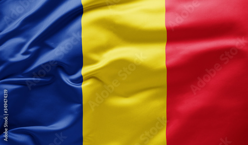 Waving national flag of Romania