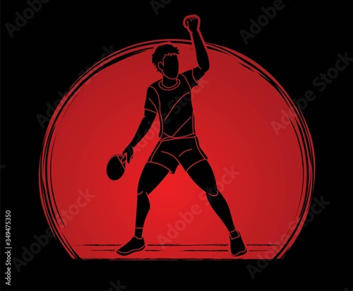 Ping Pong player, Table tennis action cartoon graphic vector