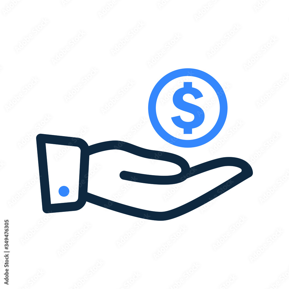 Investment icon, save money, money on hand vector Investment icon, save money, money on hand vector