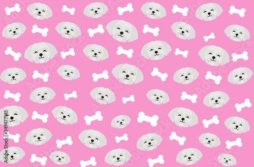 seamless pattern with cute dogs and bone