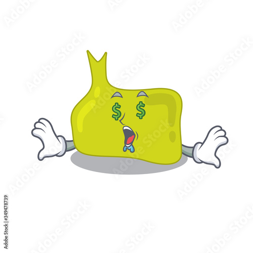 wealthy cartoon character concept of pituitary with money eyes photo