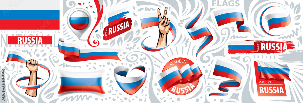 Vector set of the national flag of Russia in various creative designs