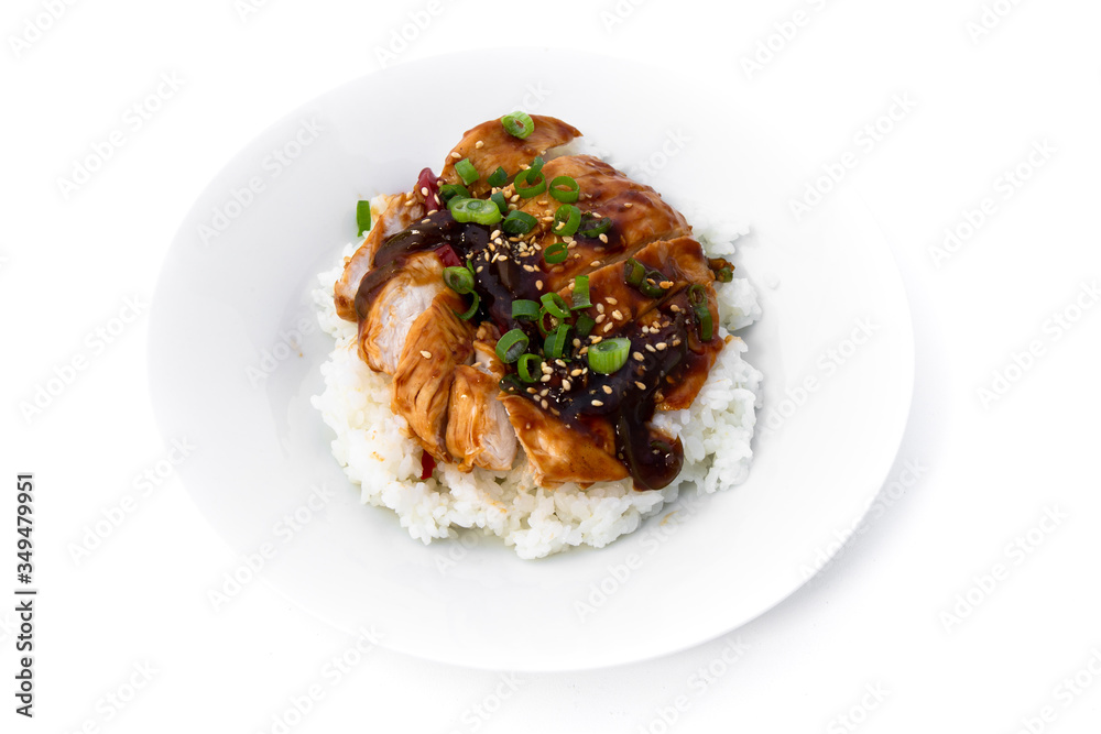 Rice covered by Teriyaki Chicken Rice covered by Teriyaki Chicken
