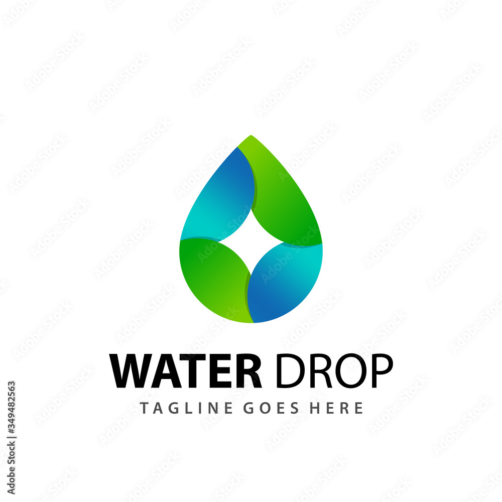 Water Drop Leaf Company Logo Design 3D Template Vector Premium Water Drop Leaf Company Logo Design 3D Template Vector Premium