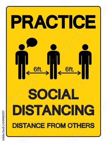 Practice Social Distancing Distance From Others Symbol, Vector  Illustration, Isolated On White Background Label. EPS10