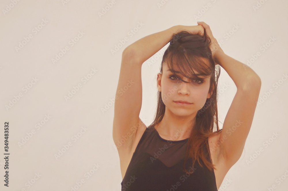 Fototapeta premium Portrait of a young model with brown hair
