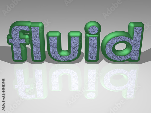 Text of fluid rendered in 3D with light perspective and shadows, an image ideal for various applications