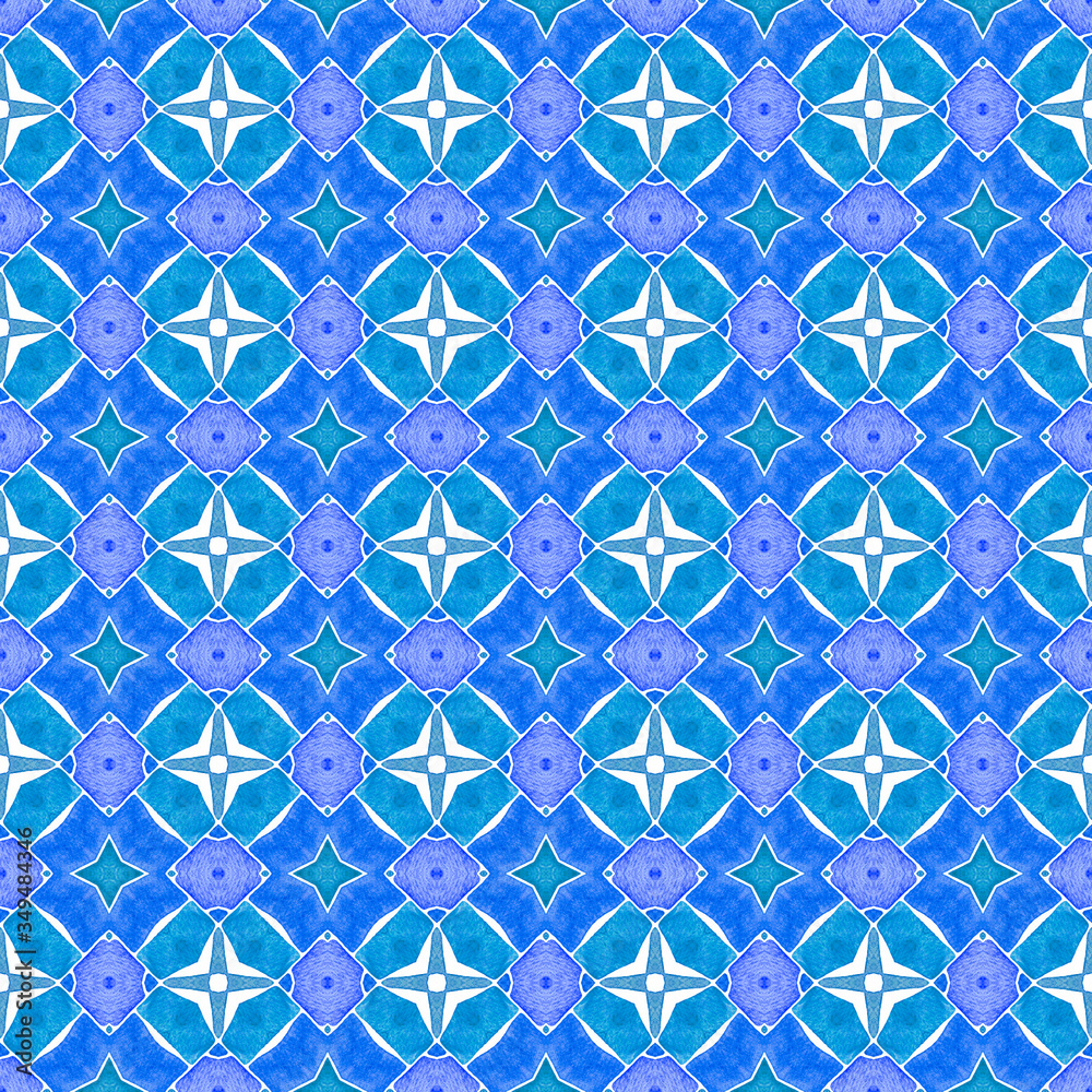 Mosaic seamless pattern. Blue lively boho chic Mosaic seamless pattern. Blue lively boho chic