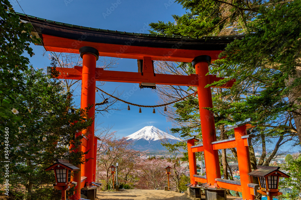 mt fuji with temple entrance frame mt fuji with temple entrance frame