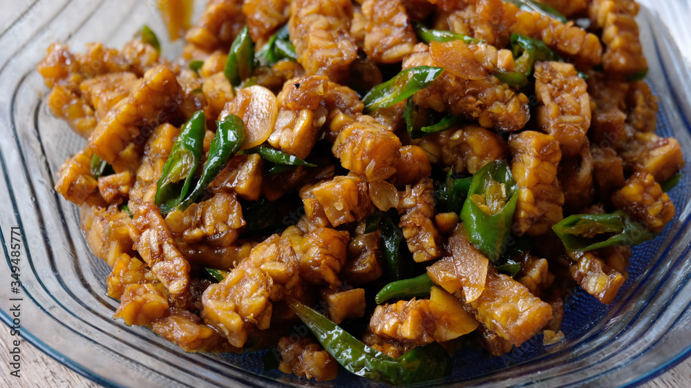 stir fried Tempe with green chili, also known as oseng tempe cabe hijau stir fried Tempe with green chili, also known as oseng tempe cabe hijau