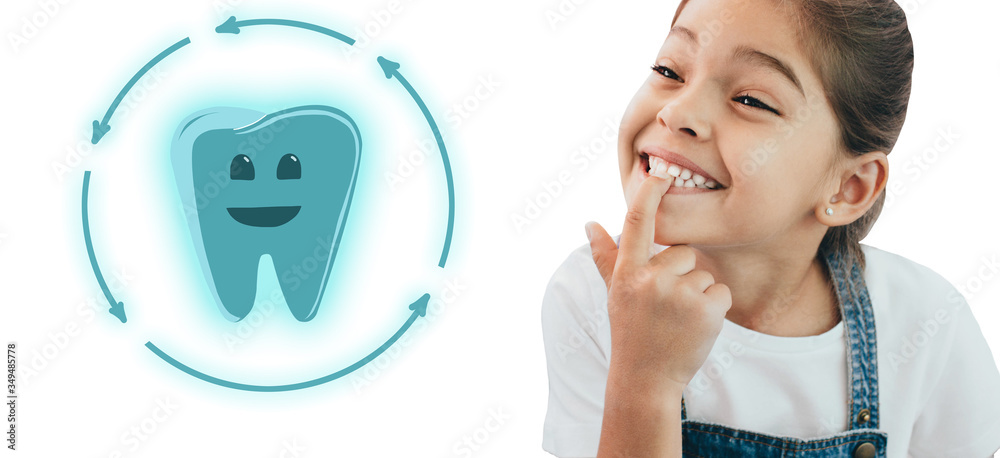 pediatric dentistry, teeth treatment and teeth care. Mixed race little